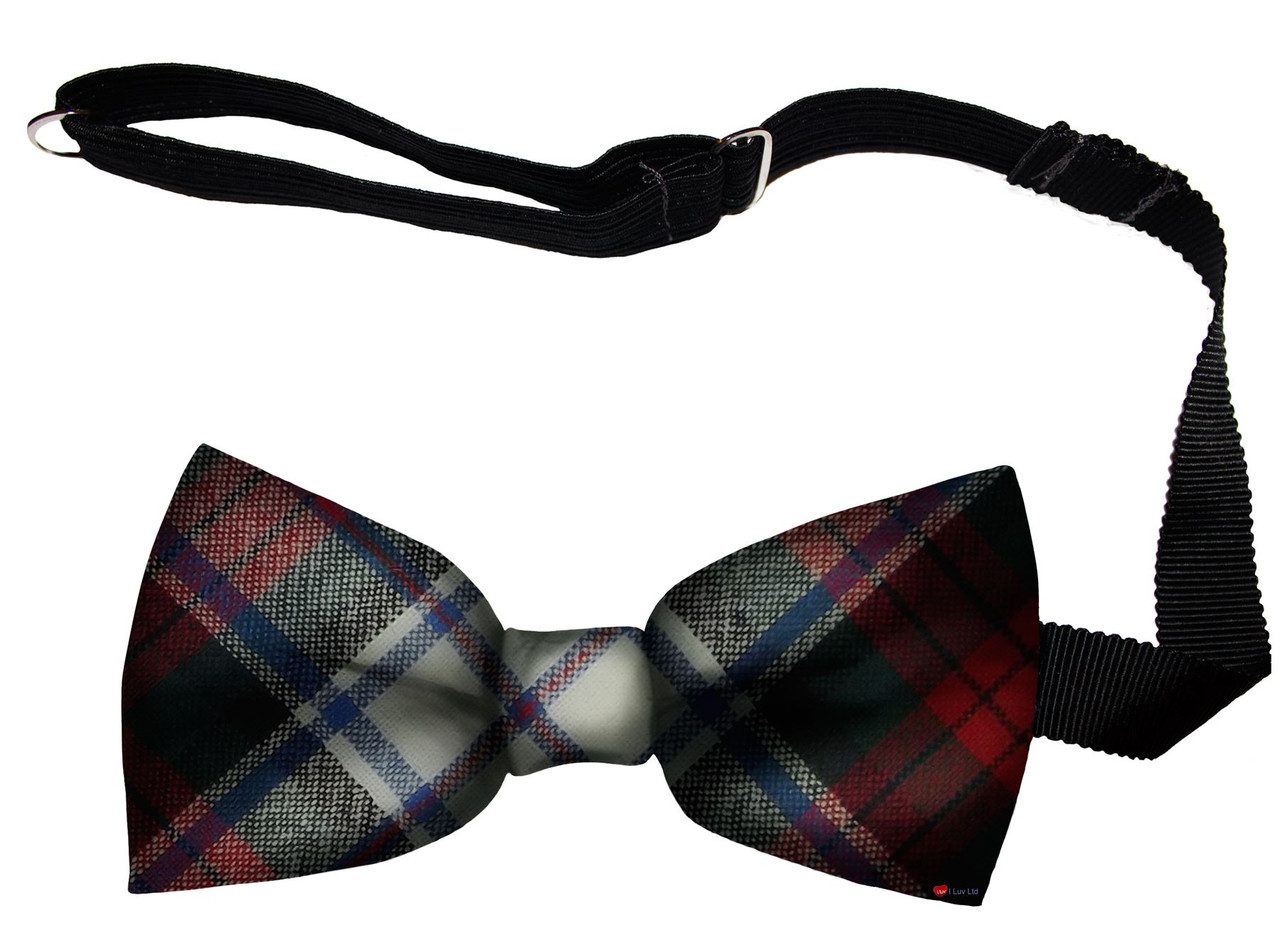 MacDuff Dress Modern Tartan Men's Bow Tie Pure Wool Elastic Fastening
