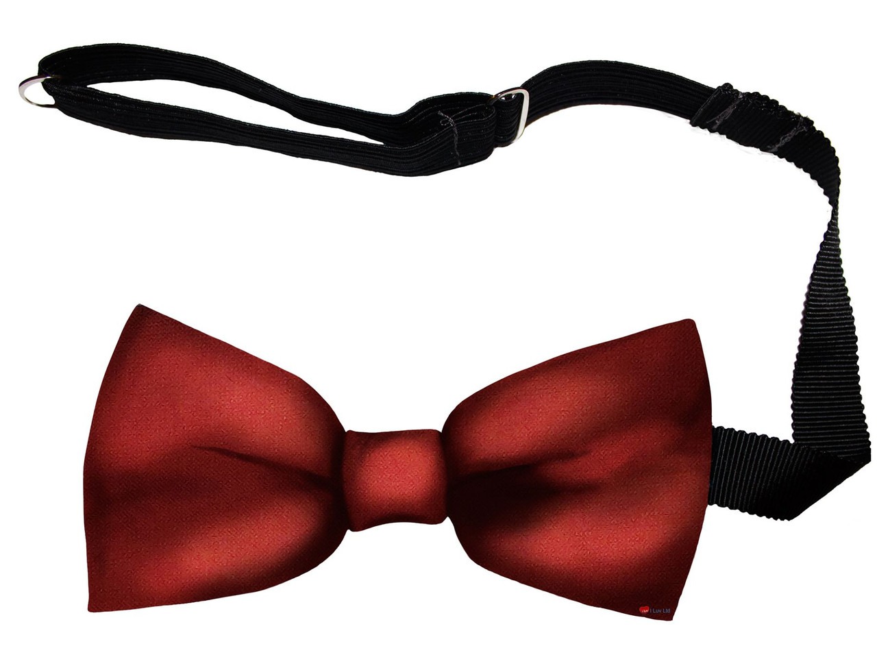 Red Ancient Plain Tartan Men's Bow Tie Pure Wool Elastic Fastening