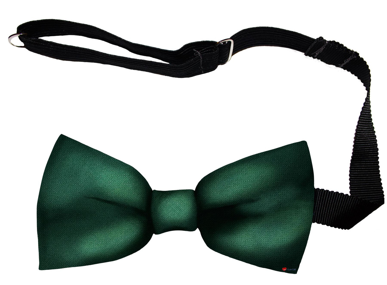 Green Ancient Plain Tartan Men's Bow Tie Pure Wool Elastic Fastening