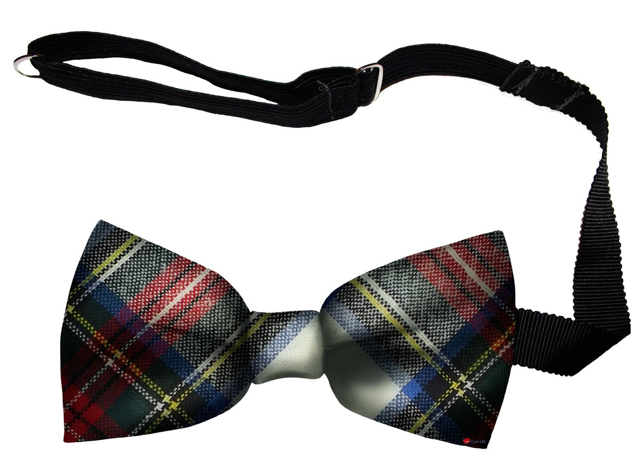 Stewart Dress Modern Tartan Men's Bow Tie Pure Wool Elastic Fastening