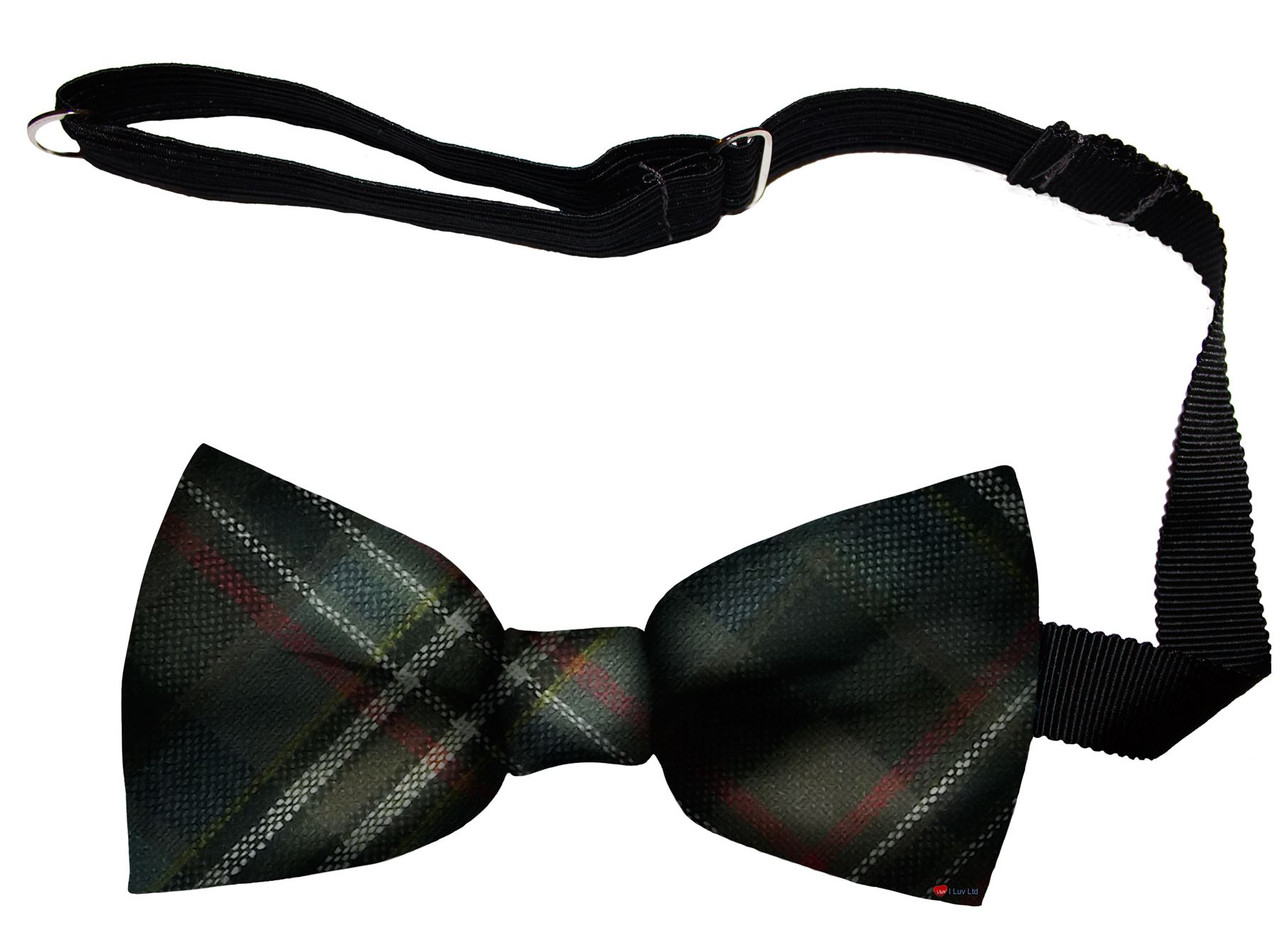 Scott Green Weathered Tartan Men's Bow Tie Pure Wool Elastic Fastening