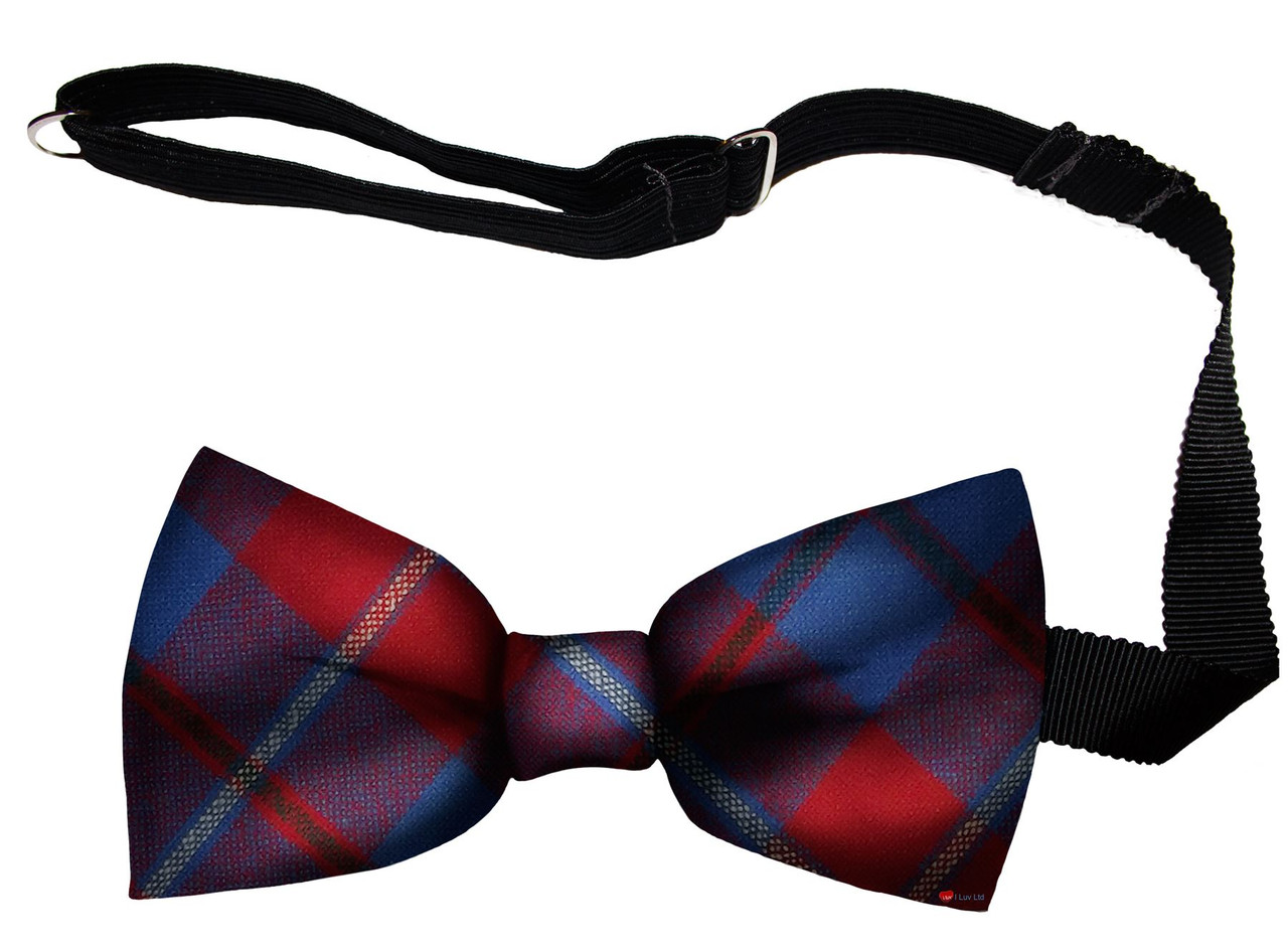 Galloway Red Modern Tartan Men's Bow Tie Pure Wool Elastic Fastening