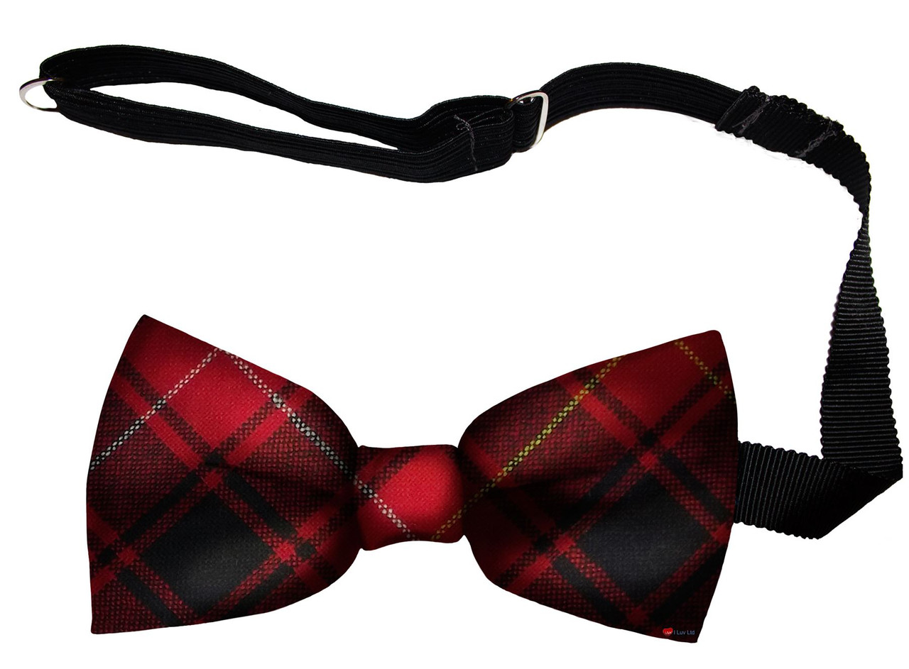MacIver Modern Tartan Men's Bow Tie Pure Wool Elastic Fastening