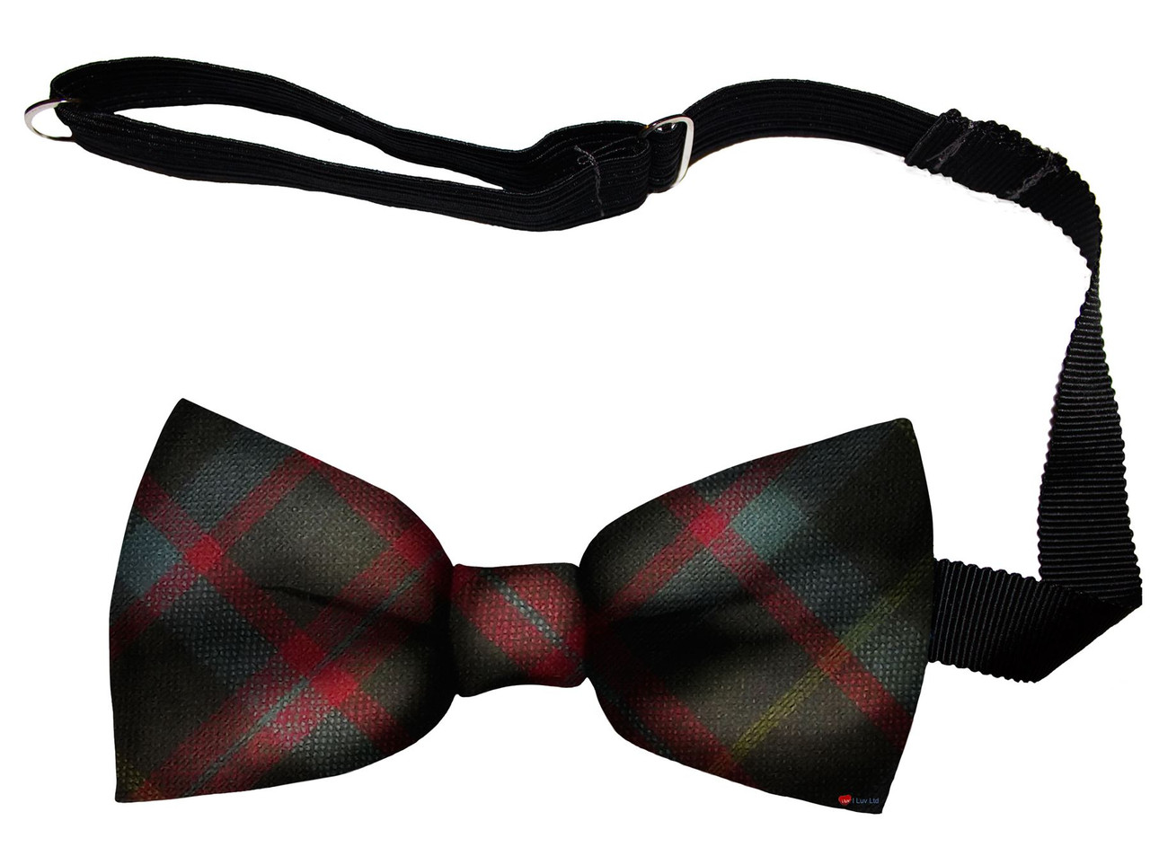 MacIntosh Hunting Weathered Tartan Men's Bow Tie Pure Wool Elastic Fastening
