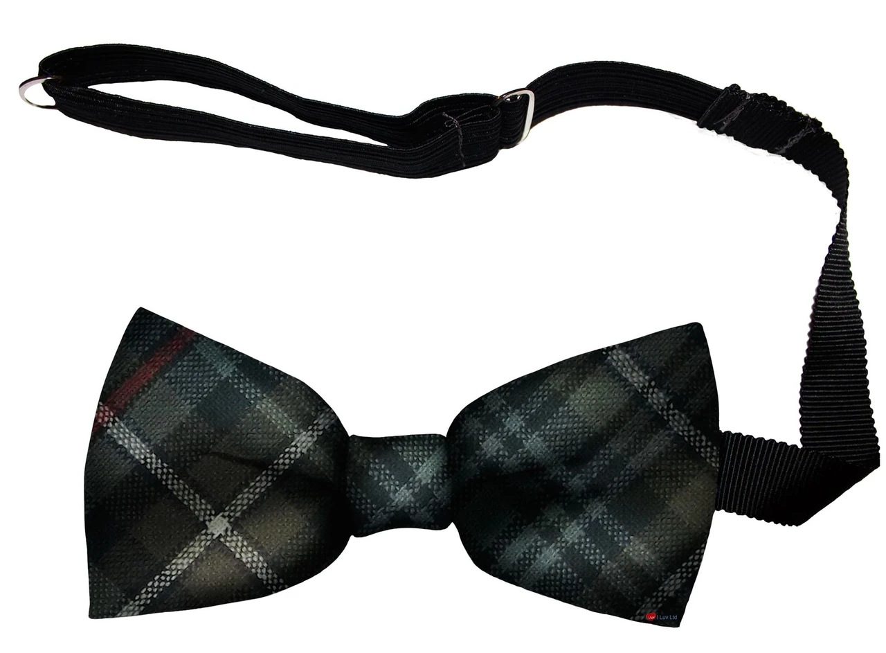 MacKenzie Weathered Tartan Men's Bow Tie Pure Wool Elastic Fastening