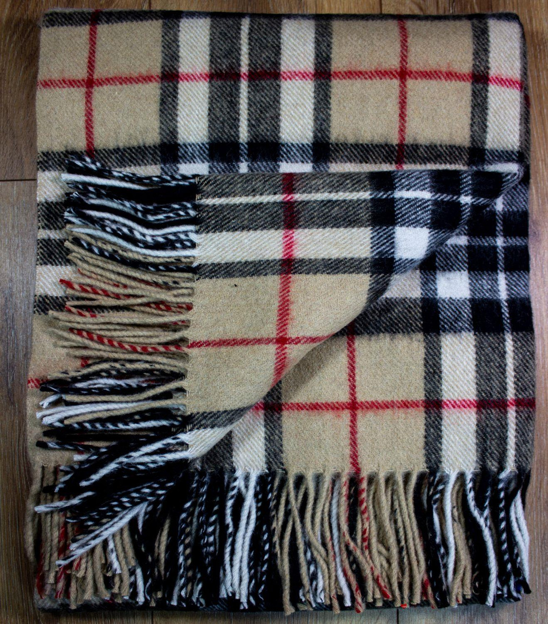 Scottish Tartan Wool Mix Blanket Throw Warm and Soft Camel Thompson Travel Plaid Picnic Knee Wool Rug 182 cm x 152 cm