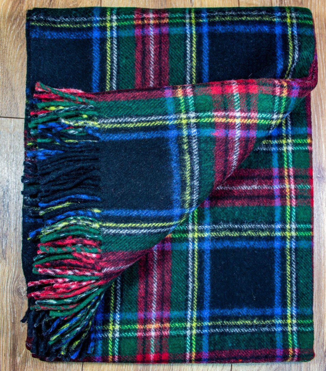 Scottish Tartan Wool Mix Blanket Throw Warm and Soft Stewart Black Travel Plaid Picnic Knee Wool Rug 182 cm x 152 cm