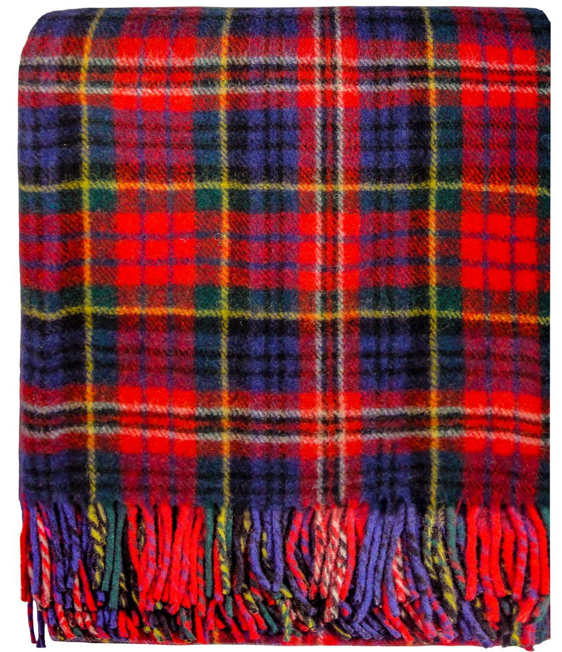 Scottish Tartan Wool Mix Blanket Throw Warm and Soft MacPherson Red Travel Plaid Picnic Knee Wool Rug 182 cm x 152 cm