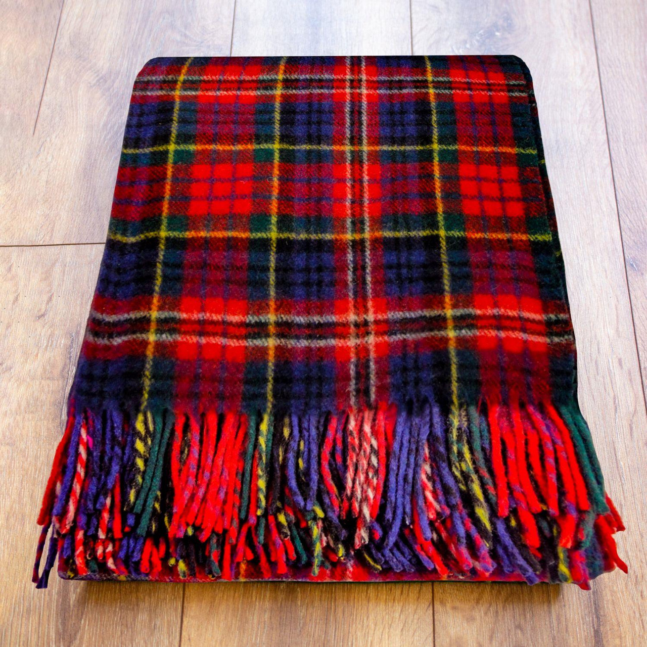 Scottish Tartan Wool Mix Blanket Throw Warm and Soft MacPherson Red Travel Plaid Picnic Knee Wool Rug 182 cm x 152 cm