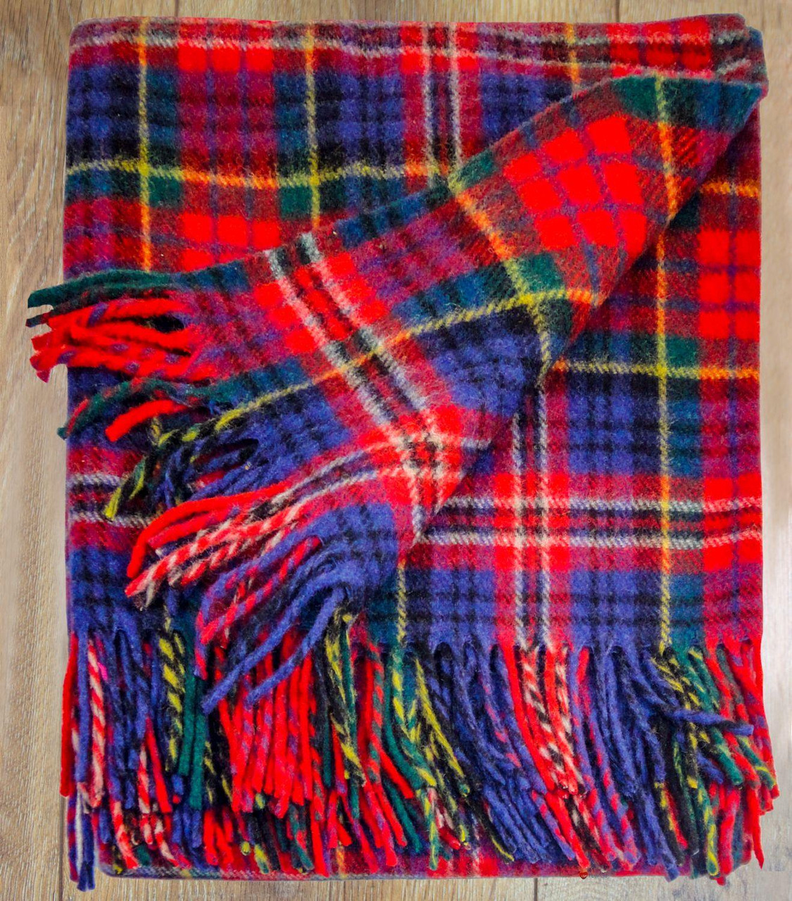 Scottish Tartan Wool Mix Blanket Throw Warm and Soft MacPherson Red Travel Plaid Picnic Knee Wool Rug 182 cm x 152 cm