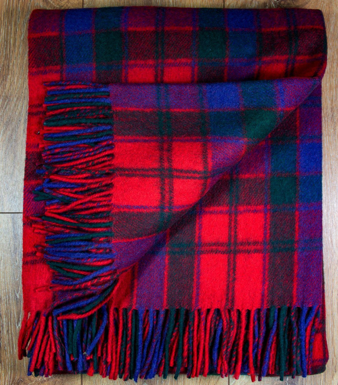 Scottish Tartan Wool Mix Blanket Throw Warm and Soft Robertson Red Travel Plaid Picnic Knee Wool Rug 182 cm x 152 cm