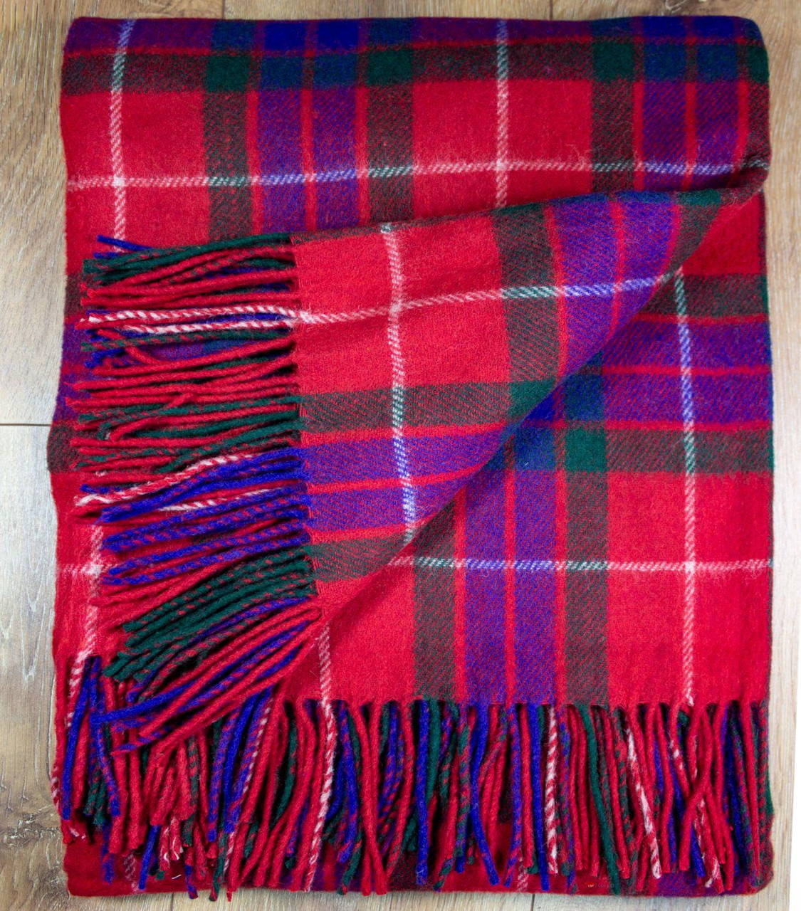Scottish Tartan Wool Mix Blanket Throw Warm and Soft Fraser Modern Red Travel Plaid Picnic Knee Wool Rug 182 cm x 152 cm