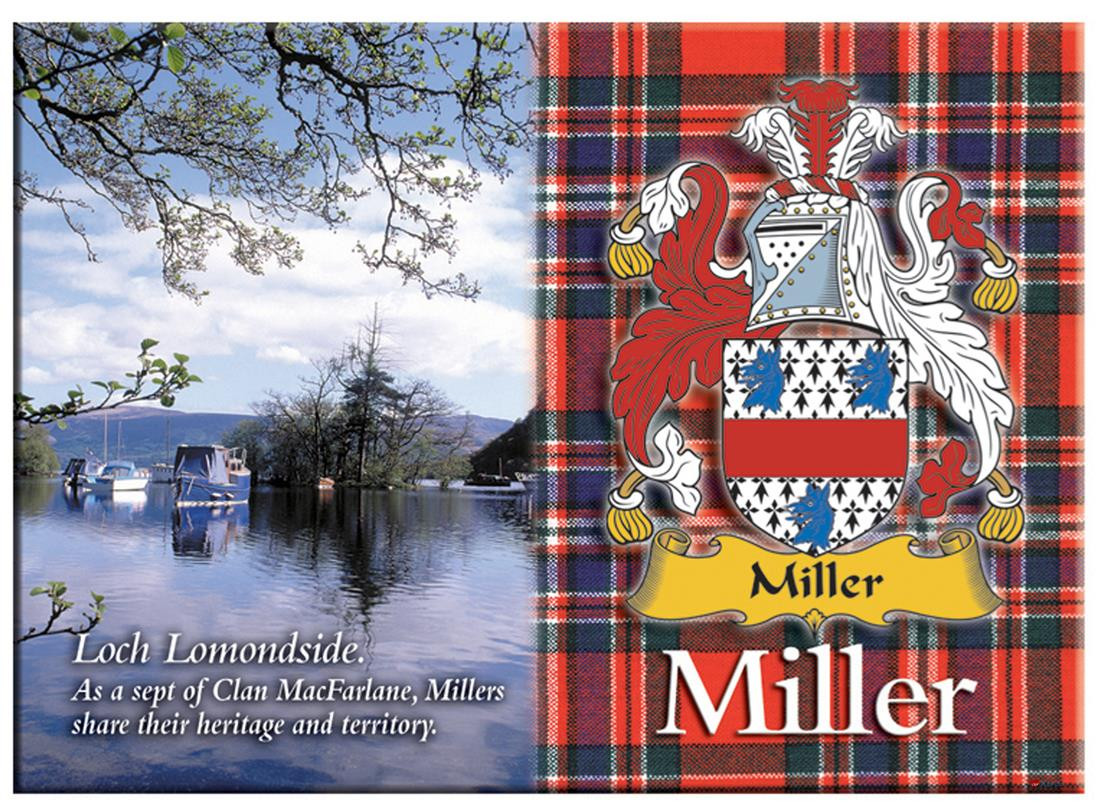 Miller Scottish Clan Metallic Picture Fridge Magnet, Made in Scotland