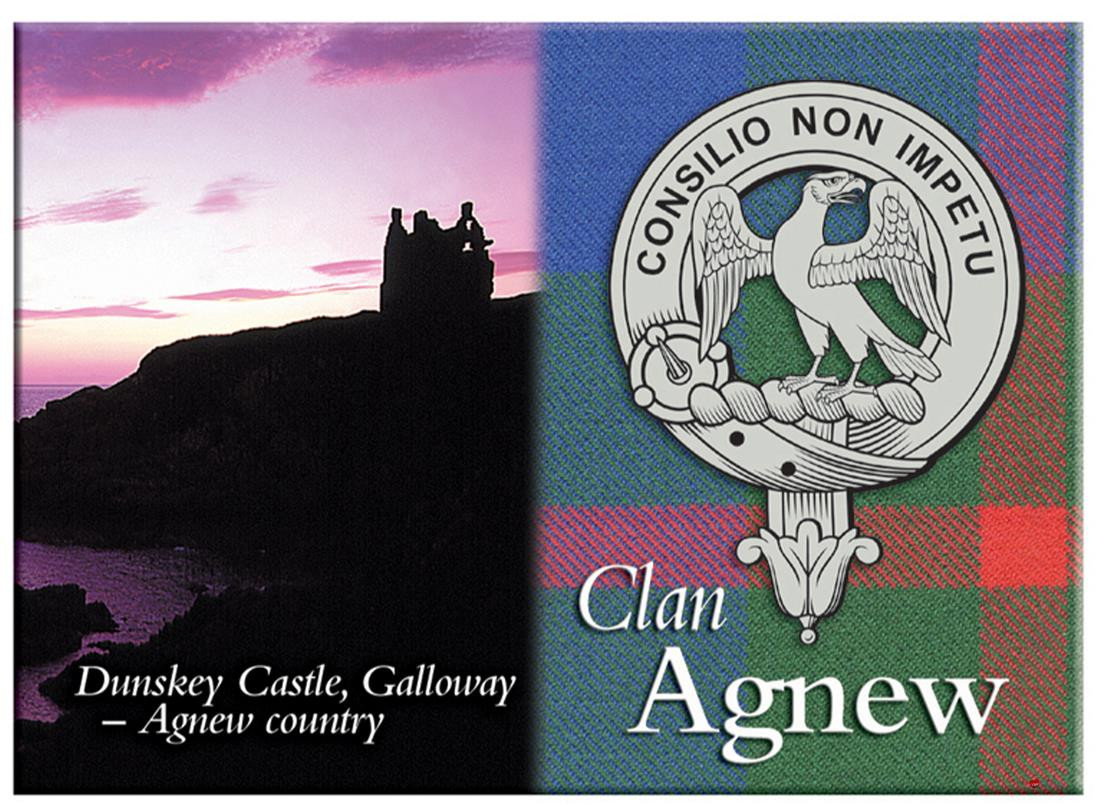 Agnew Scottish Clan Metallic Picture Fridge Magnet, Made in Scotland