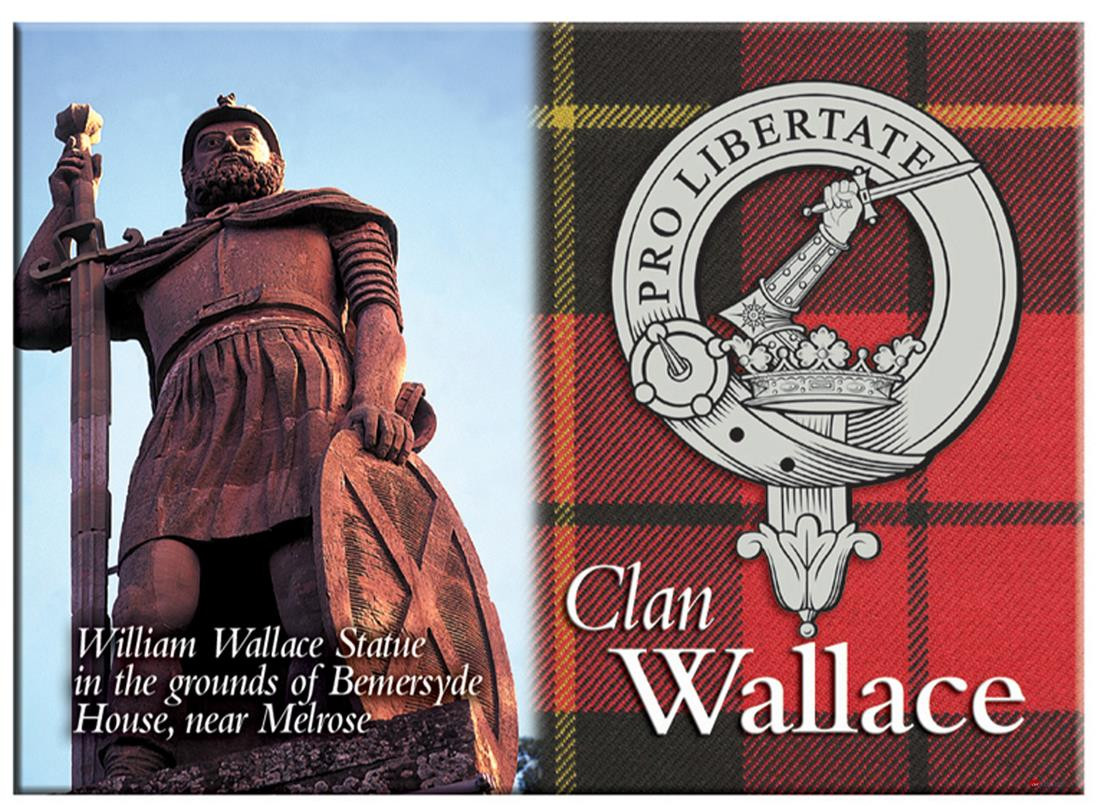 Wallace Scottish Clan Metallic Picture Fridge Magnet, Made in Scotland