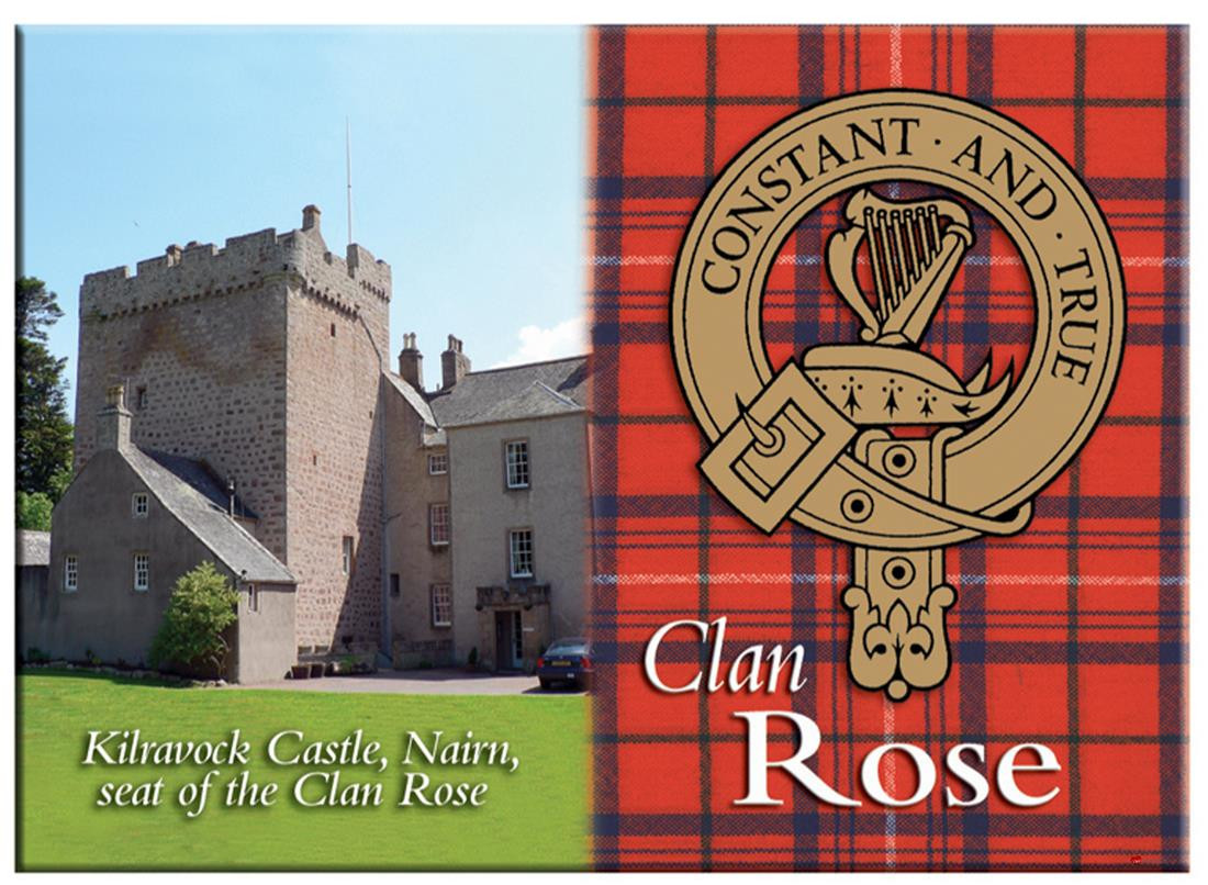 Rose Scottish Clan Metallic Picture Fridge Magnet, Made in Scotland