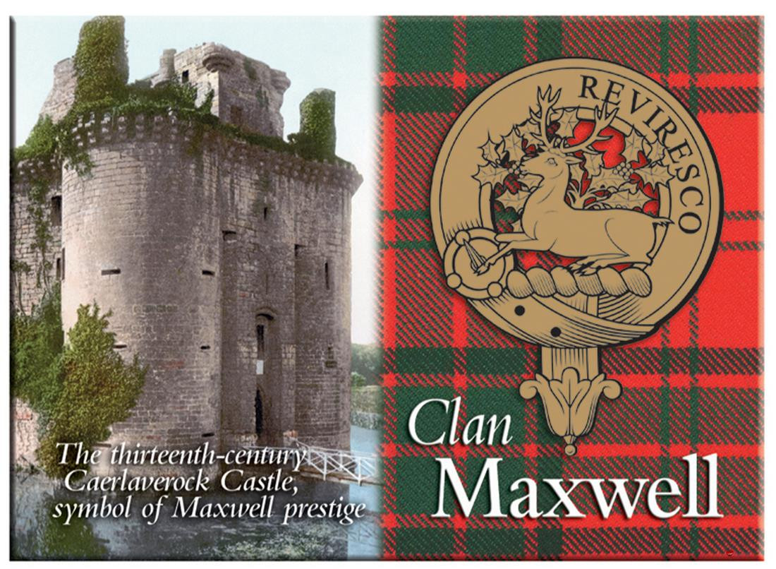Maxwell Scottish Clan Metallic Picture Fridge Magnet, Made in Scotland