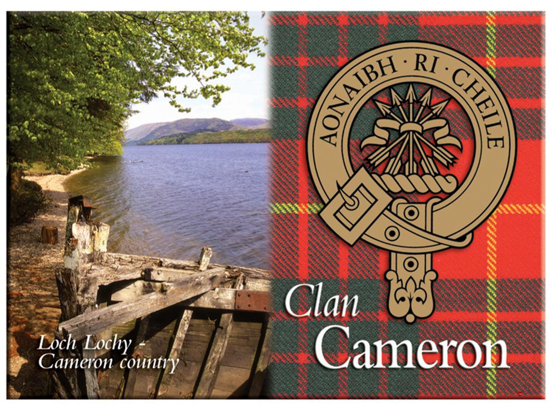 Cameron Scottish Clan Metallic Picture Fridge Magnet, Made in Scotland