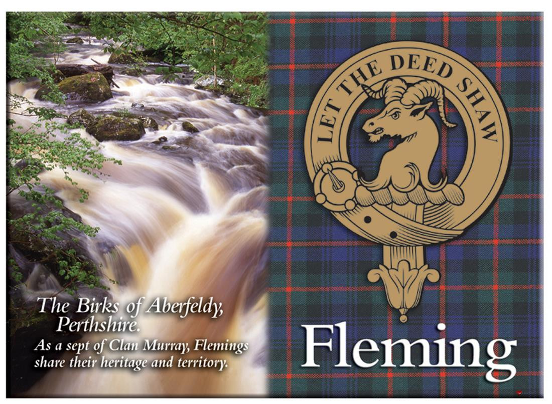 Fleming Scottish Clan Metallic Picture Fridge Magnet, Made in Scotland