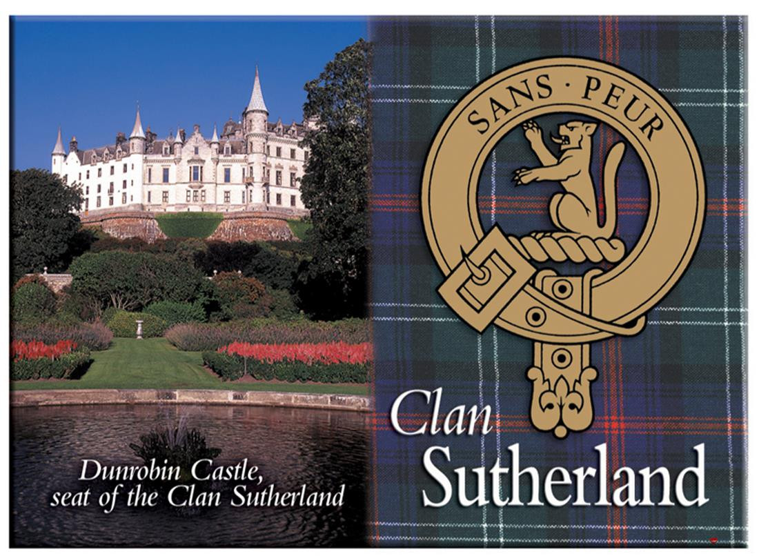 Sutherland Scottish Clan Metallic Picture Fridge Magnet, Made in Scotland