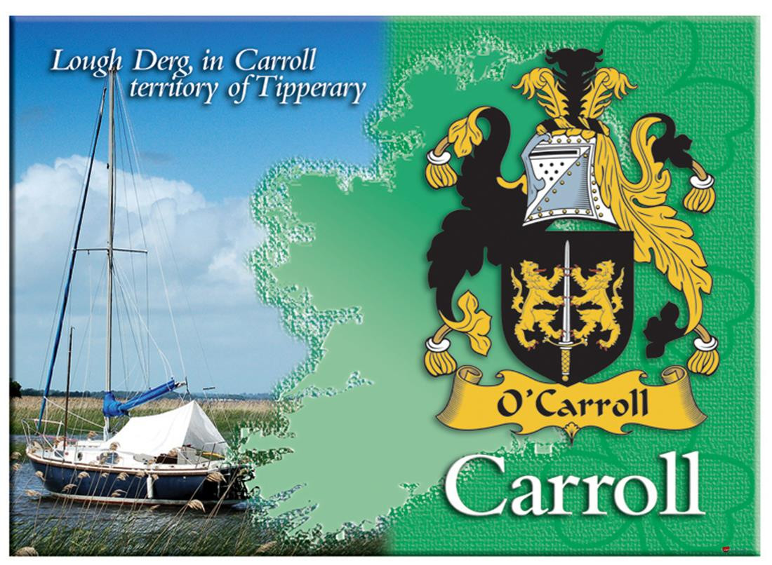 Carroll Irish Clan Metallic Picture Fridge Magnet, Gift From Ireland
