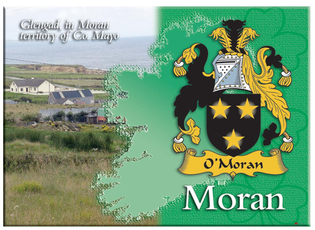 Moran Irish Clan Metallic Picture Fridge Magnet, Gift From Ireland