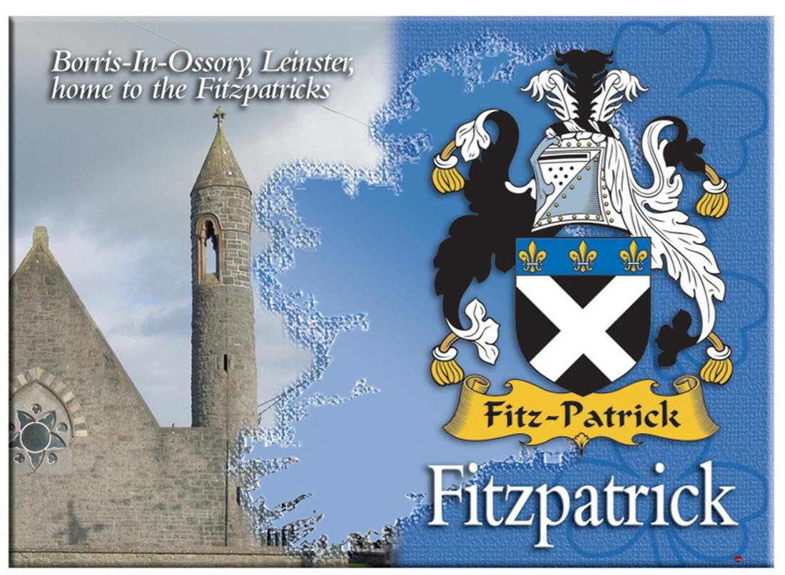 Fitzpatrick Irish Clan Metallic Picture Fridge Magnet, Gift From Ireland