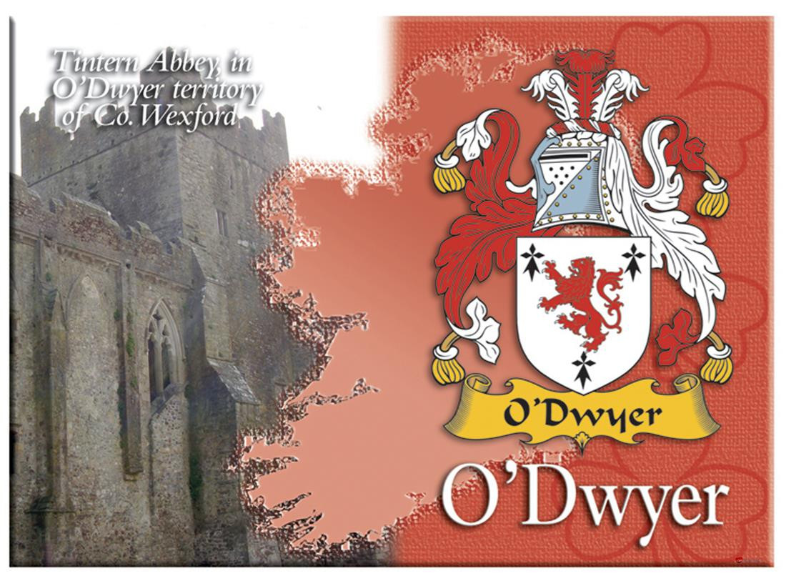 O'Dwyer Irish Clan Metallic Picture Fridge Magnet, Gift From Ireland