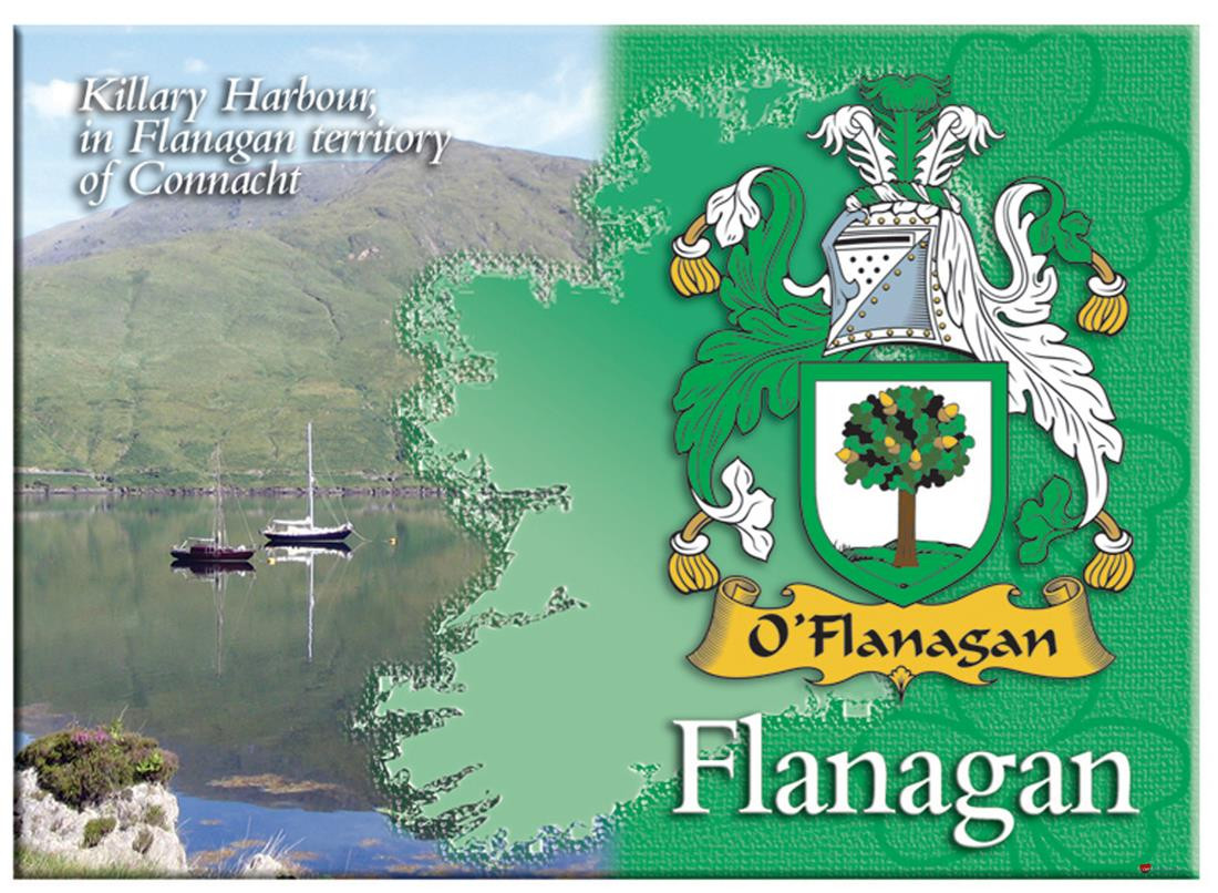 Flanagan Irish Clan Metallic Picture Fridge Magnet, Gift From Ireland