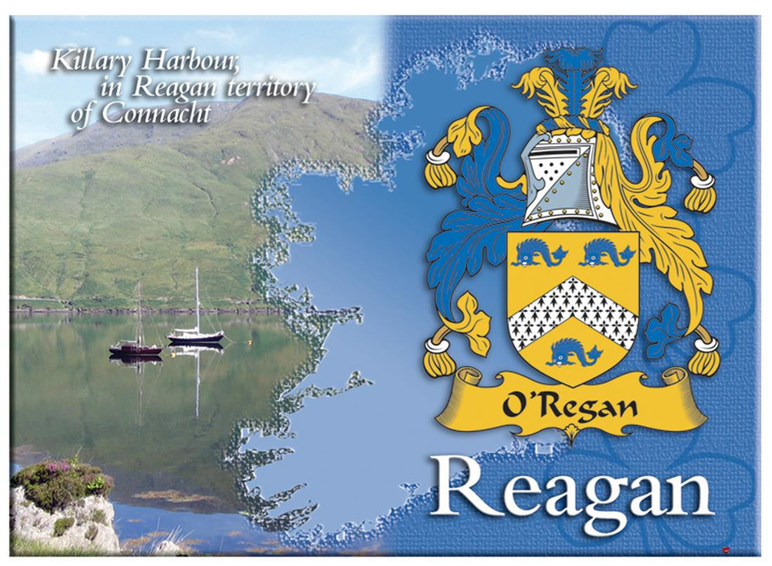 Reagan Irish Clan Metallic Picture Fridge Magnet, Gift From Ireland