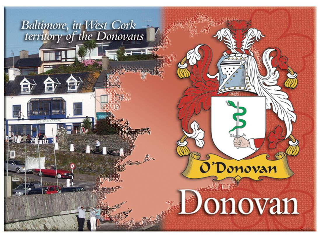 Donovan Irish Clan Metallic Picture Fridge Magnet, Gift From Ireland