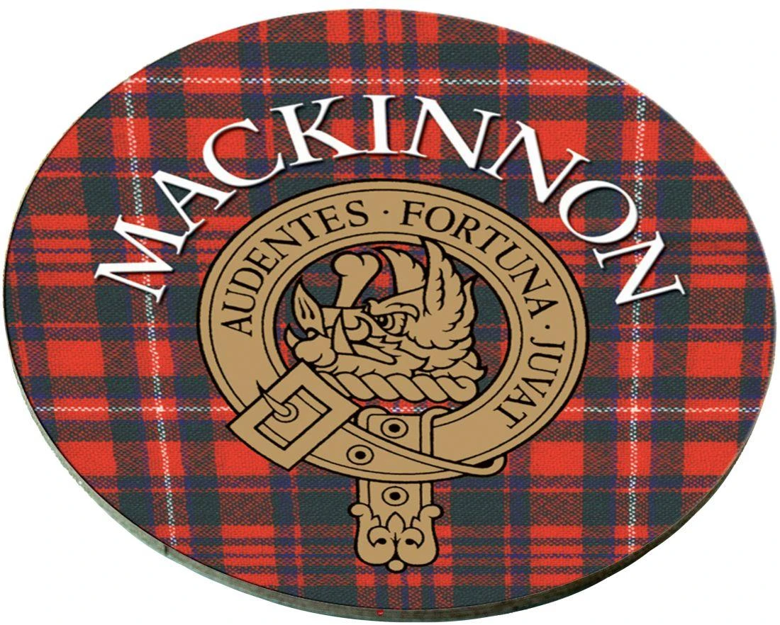 Mackinnon Scottish Clan Family Name Round Cork Coasters Set of 4