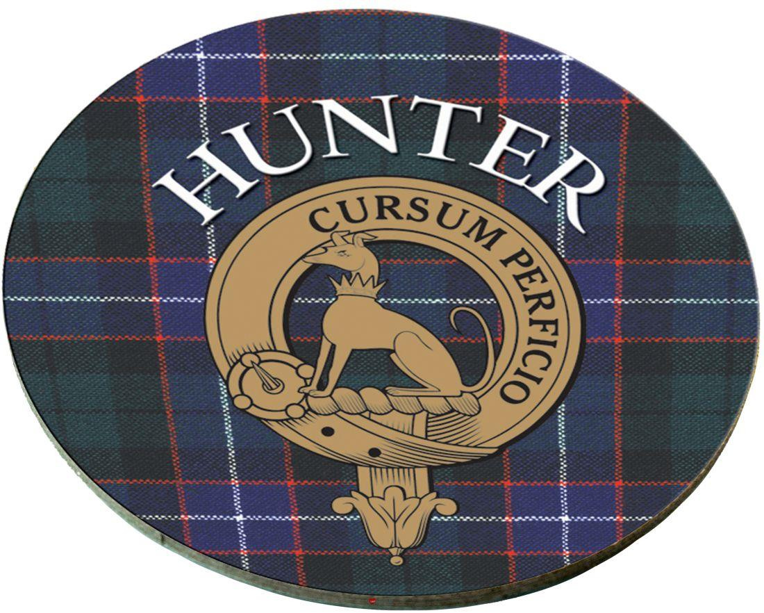 Hunter Scottish Clan Family Name Round Cork Coasters Set of 4