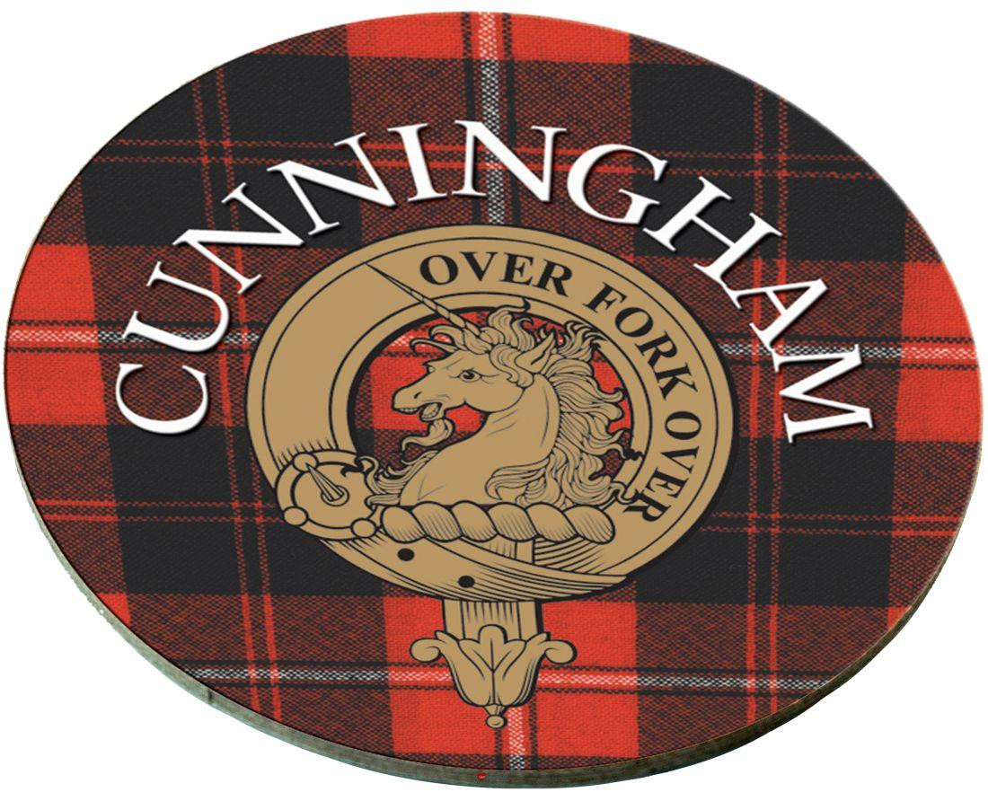 Cunningham Scottish Clan Family Name Round Cork Coasters Set of 4