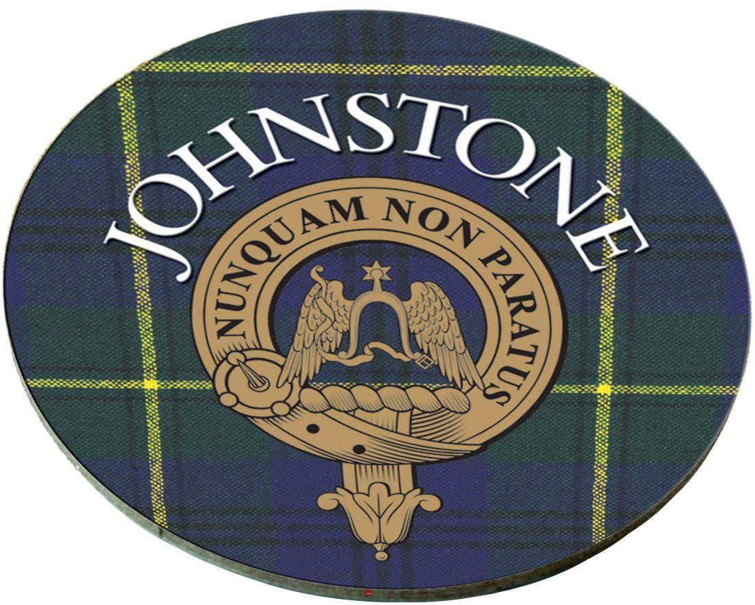 Johnstone Scottish Clan Family Name Round Cork Coasters Set of 4