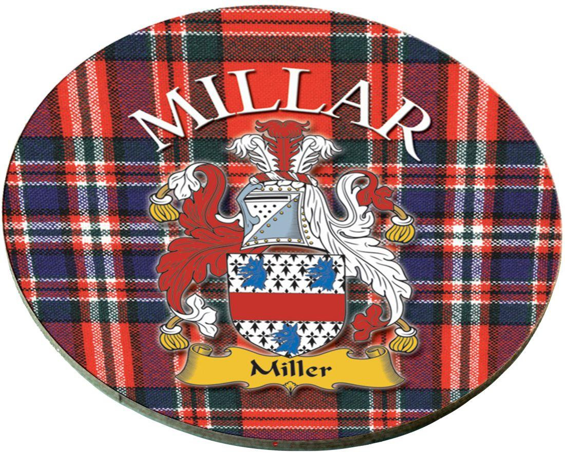 Millar Scottish Clan Family Name Round Cork Coasters Set of 4