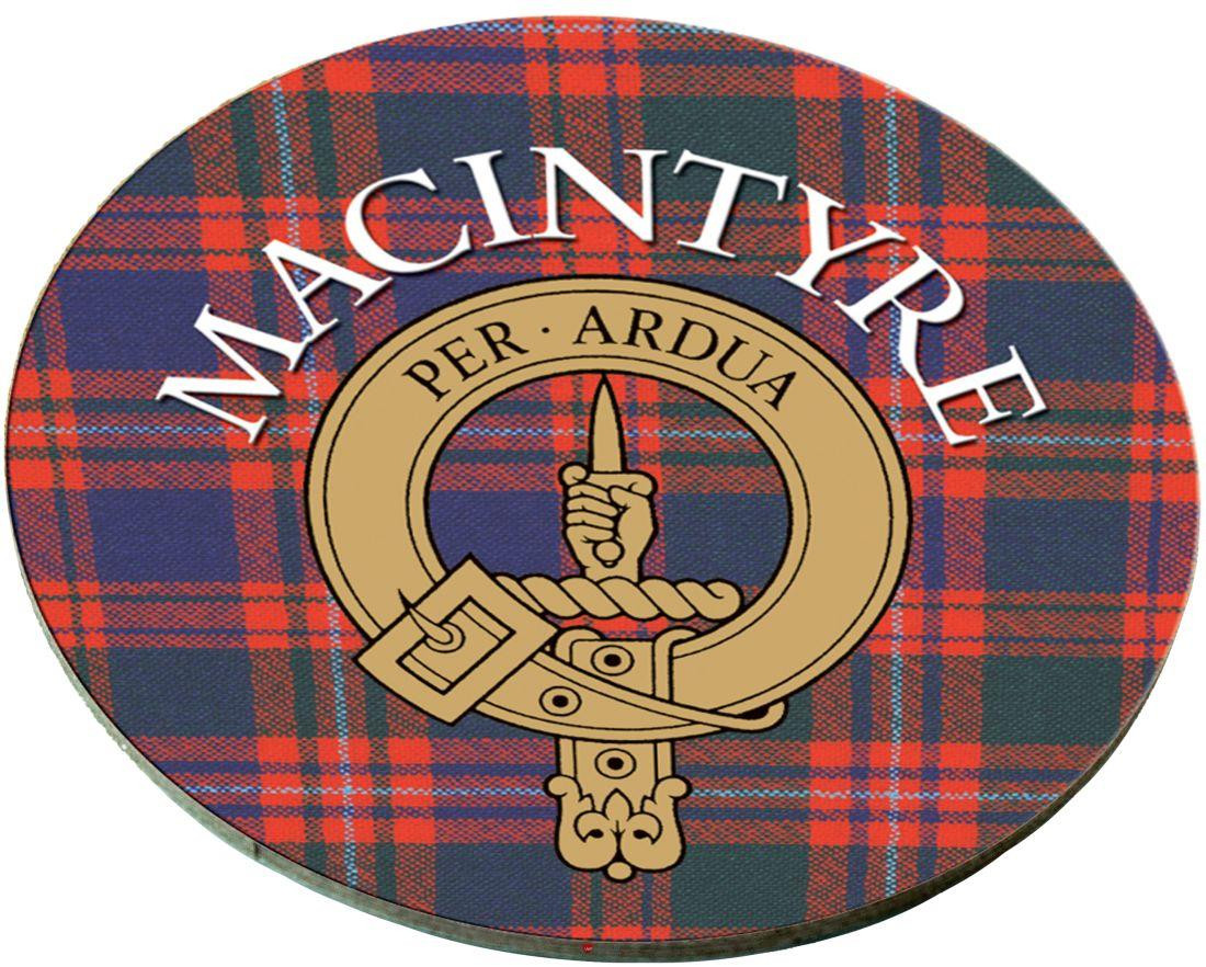 MacIntyre Scottish Clan Family Name Round Cork Coasters Set of 4