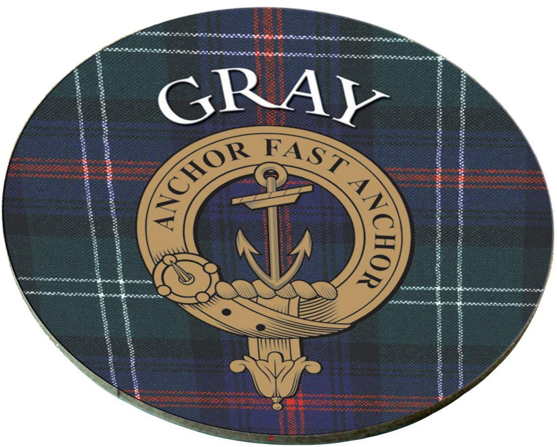 Gray Scottish Clan Family Name Round Cork Coasters Set of 4
