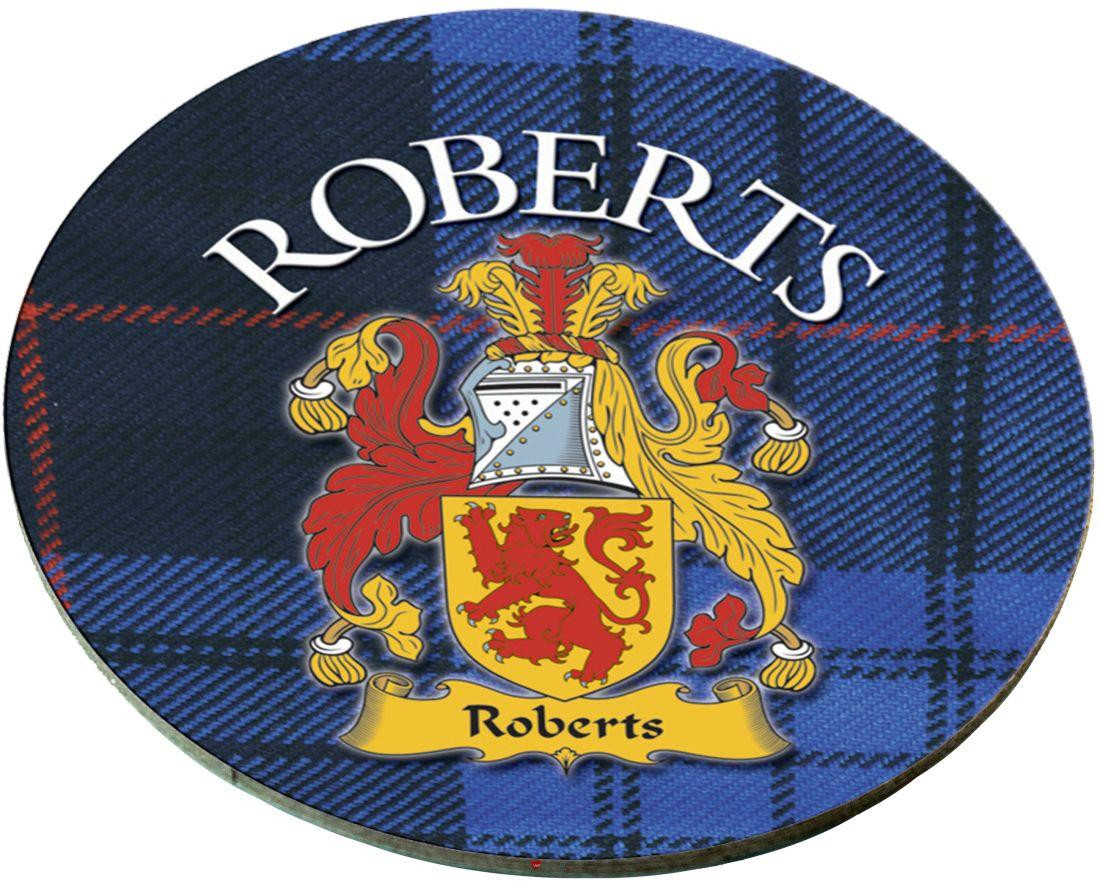 Roberts Scottish Clan Family Name Round Cork Coasters Set of 4