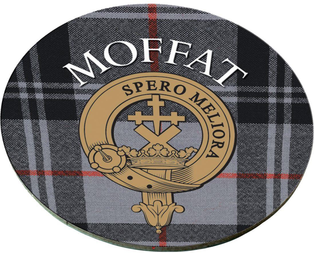 Moffat Scottish Clan Family Name Round Cork Coasters Set of 4
