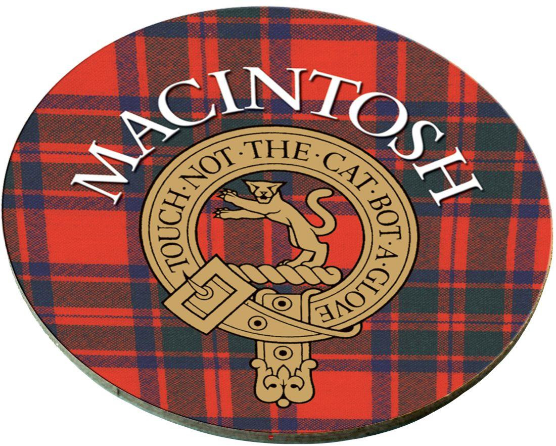 MacIntosh Scottish Clan Family Name Round Cork Coasters Set of 4