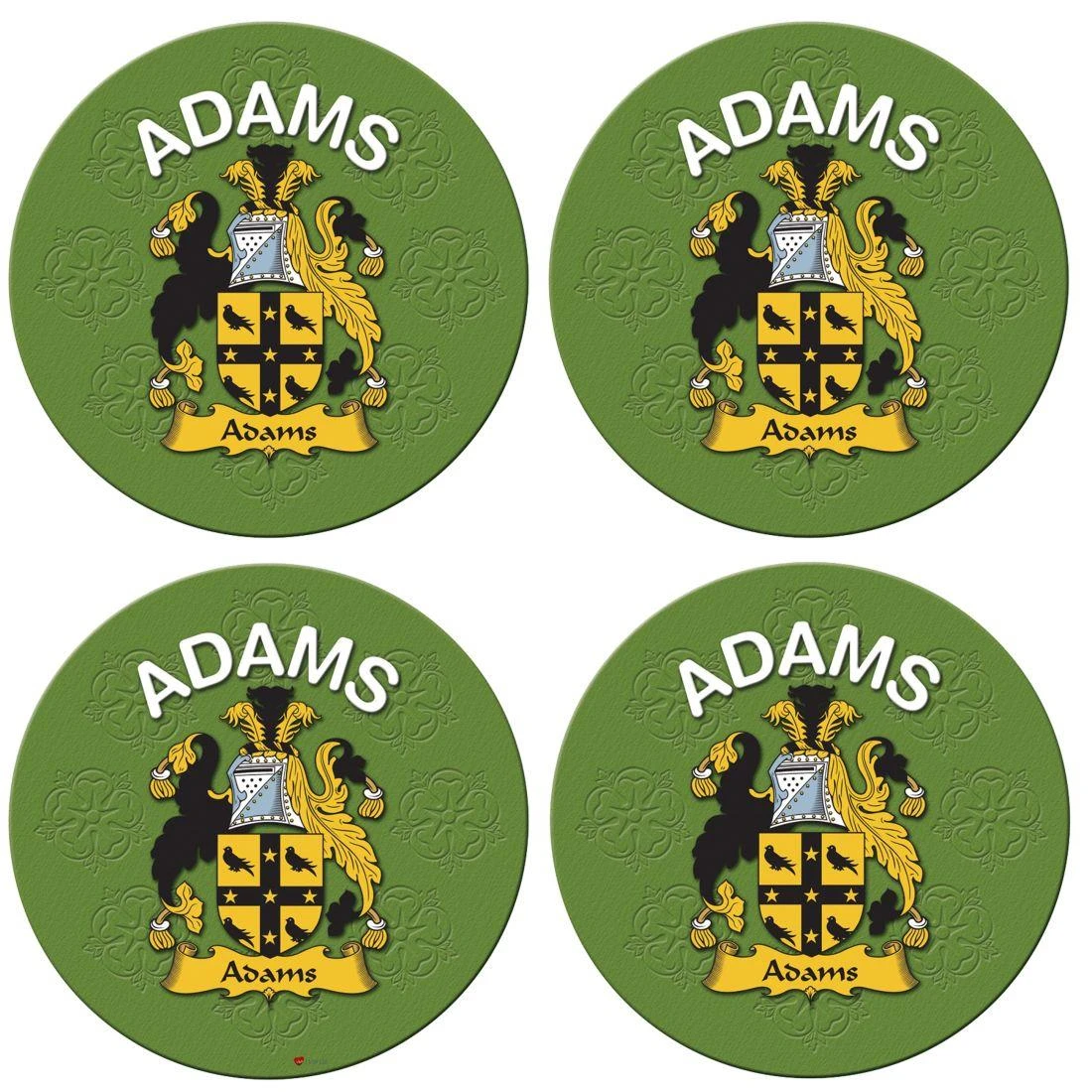 Adams English Ancestry Family Name Round Cork Coasters Set of 4