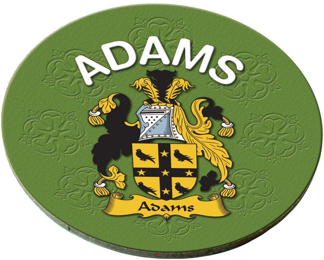 Adams English Ancestry Family Name Round Cork Coasters Set of 4