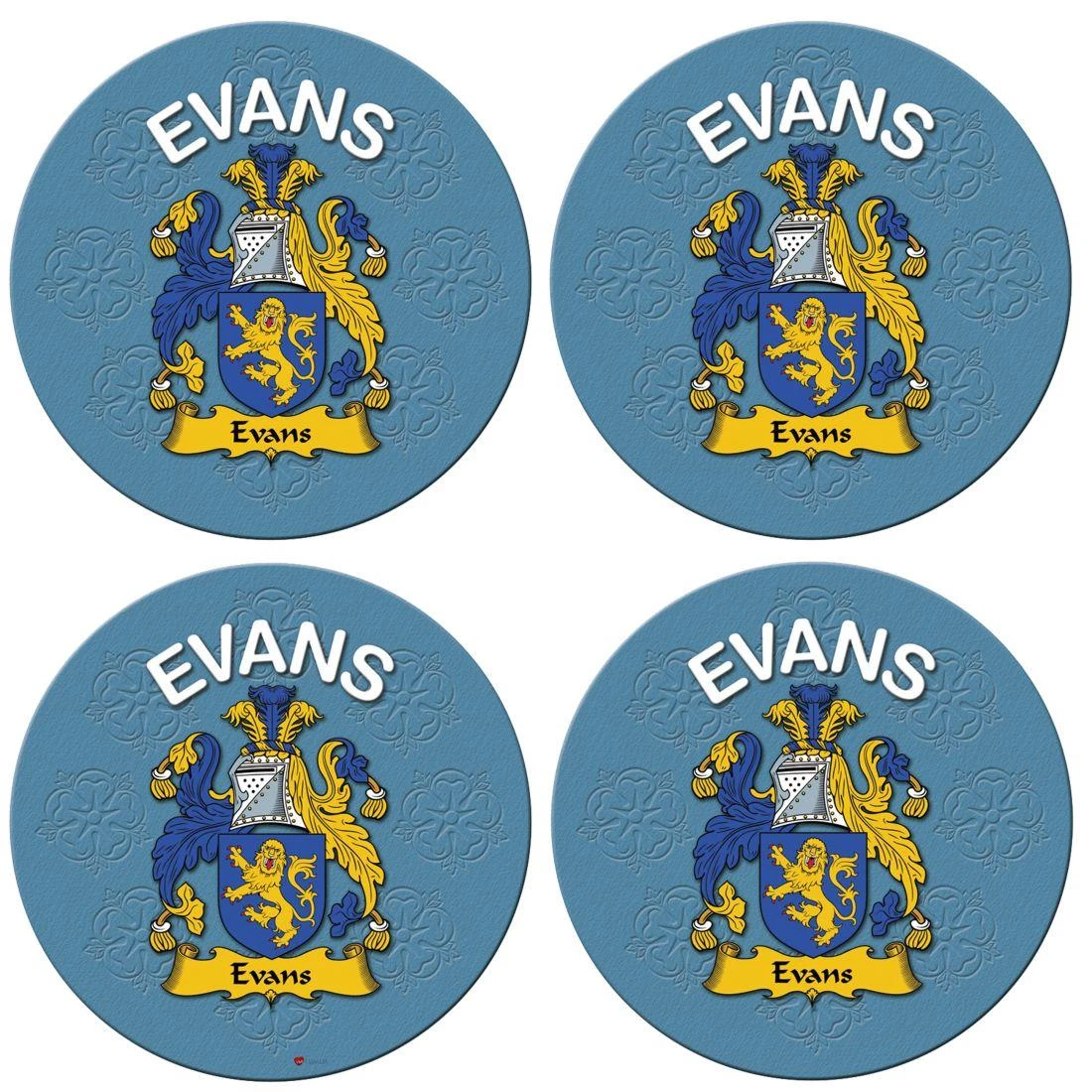 Evans English Ancestry Family Name Round Cork Coasters Set of 4
