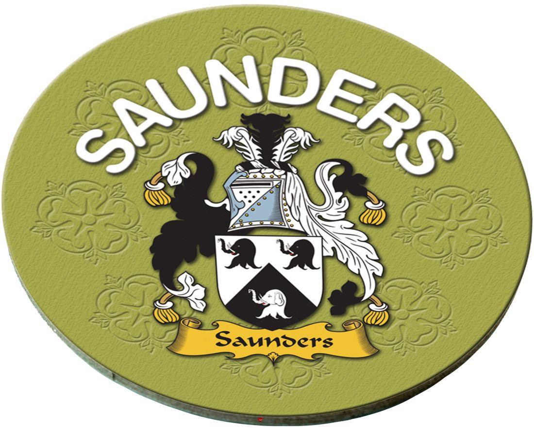Saunders English Ancestry Family Name Round Cork Coasters Set of 4