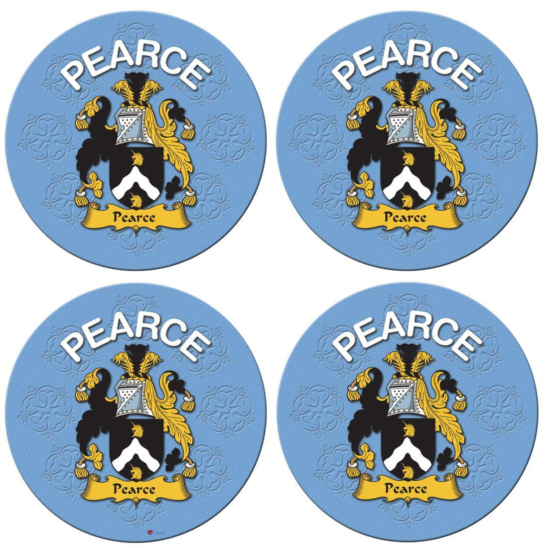 Pearce English Ancestry Family Name Round Cork Coasters Set of 4