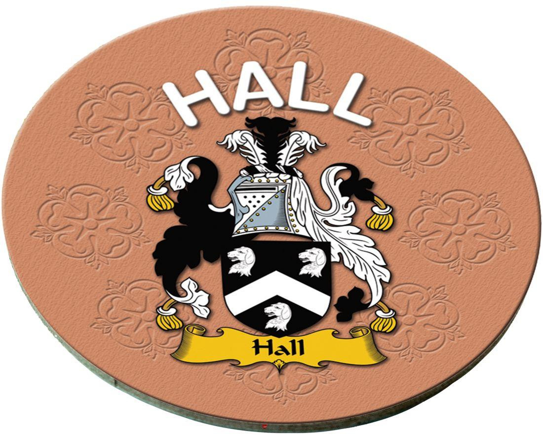 Hall English Ancestry Family Name Round Cork Coasters Set of 4