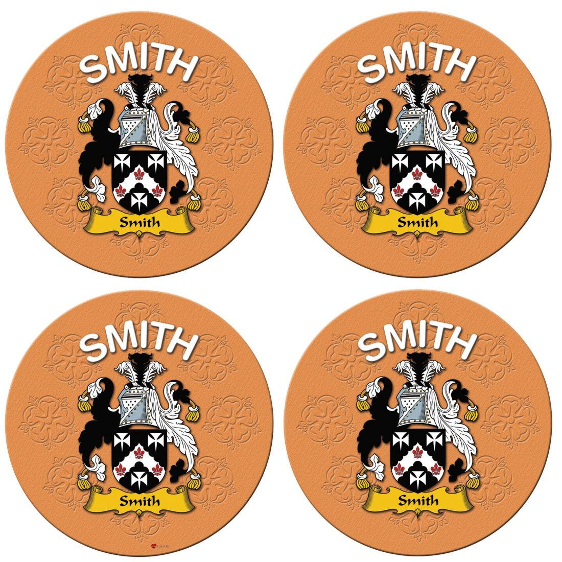 Smith English Ancestry Family Name Round Cork Coasters Set of 4