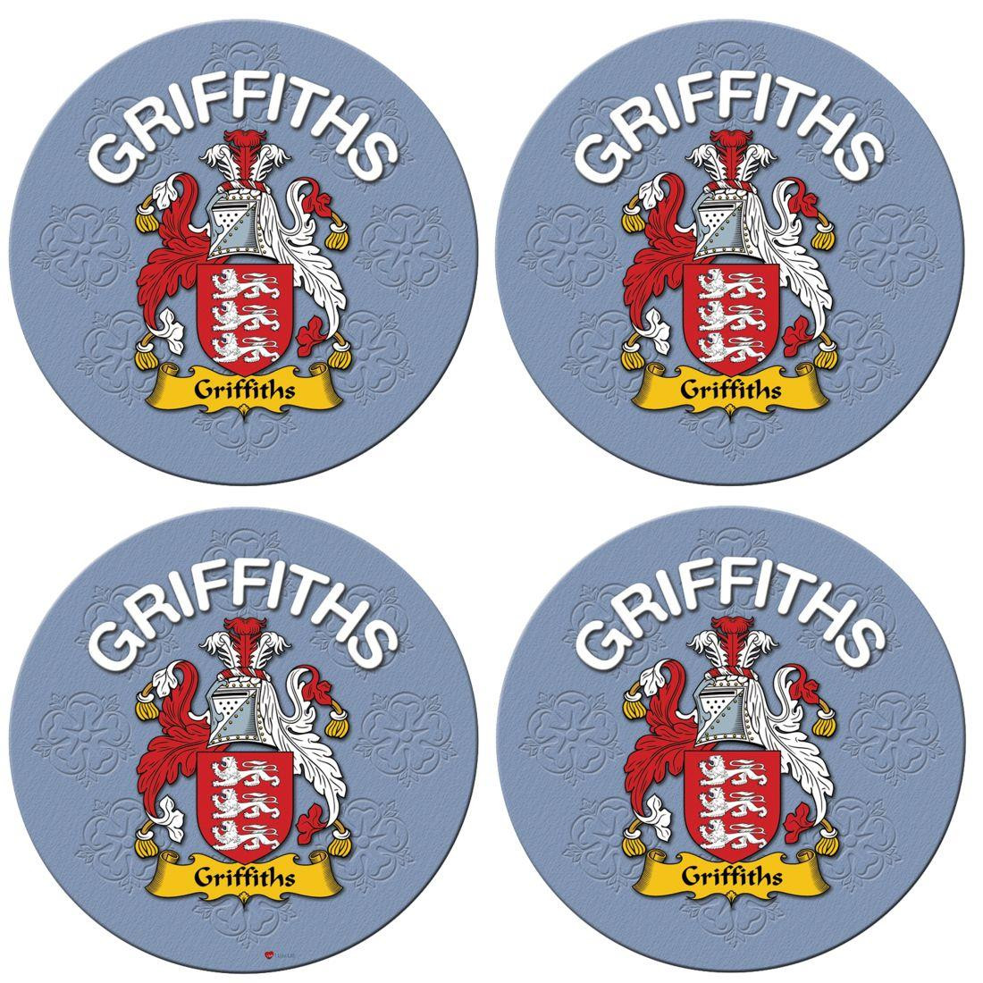 Griffiths English Ancestry Family Name Round Cork Coasters Set of 4