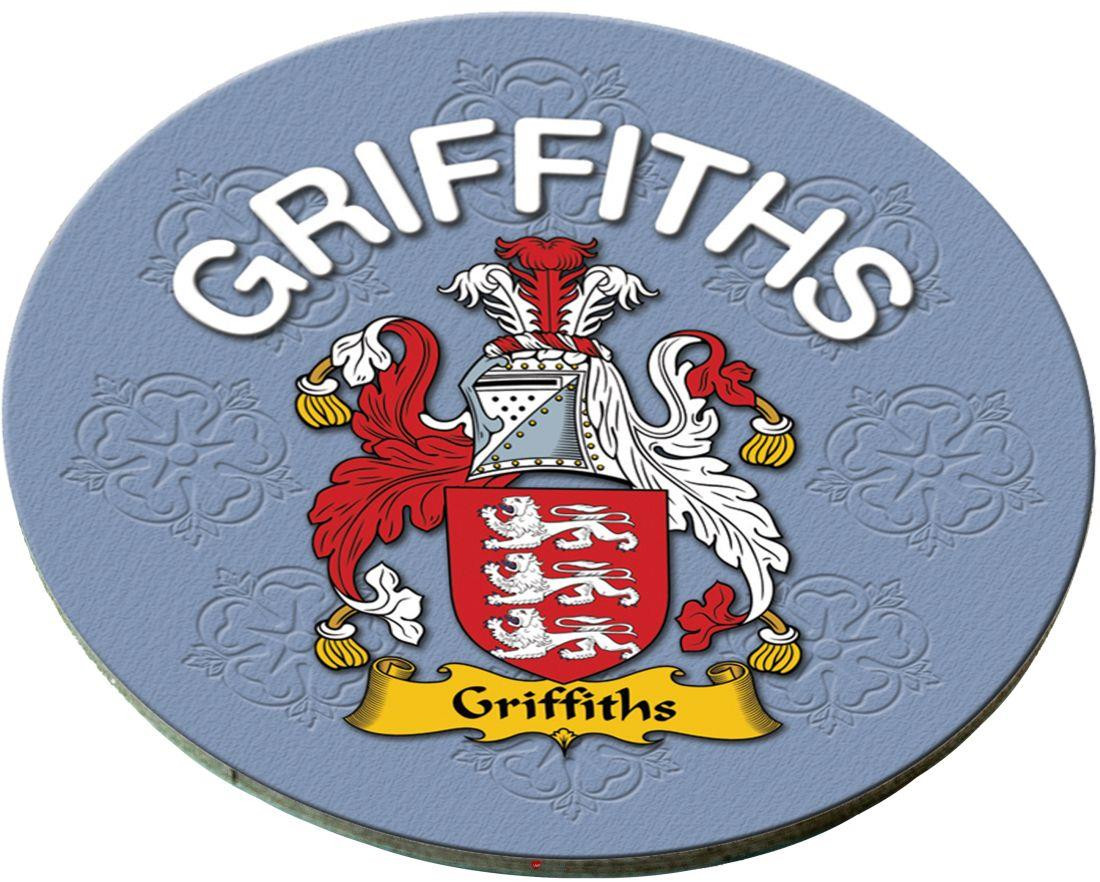 Griffiths English Ancestry Family Name Round Cork Coasters Set of 4